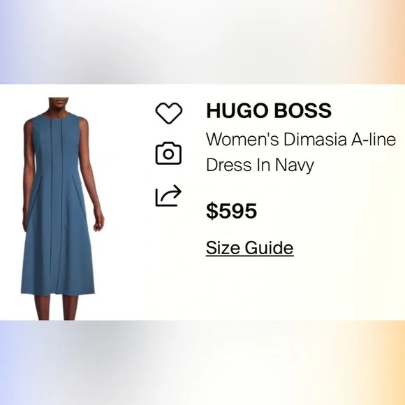 New With Tags Hugo Boss Women's Elegant Dimasia A-line Dress in Blue, Size 8 - Picture 13 of 13